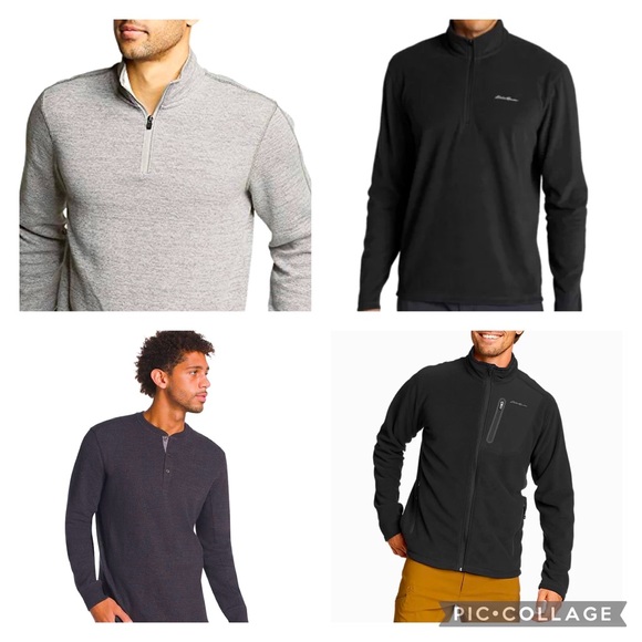 Eddie Bauer Mens Long Sleeve XLT Lot Thermal Quarter Zip Sweater Fleece Jacket
